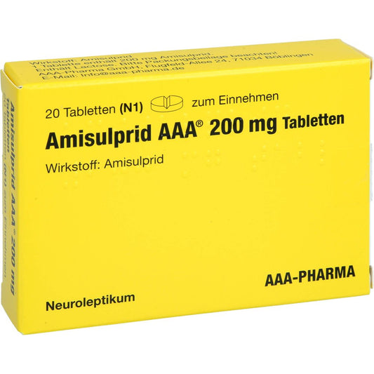 Das Produktfoto zeigt Amisulprid Aaa-Pharma 200 Mg Tabletten (20 stk) PZN 01162992