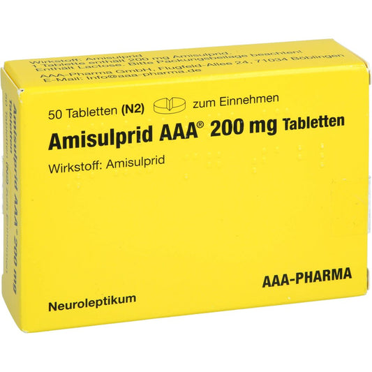 Das Produktfoto zeigt Amisulprid Aaa-Pharma 200 Mg Tabletten (50 stk) PZN 01163000