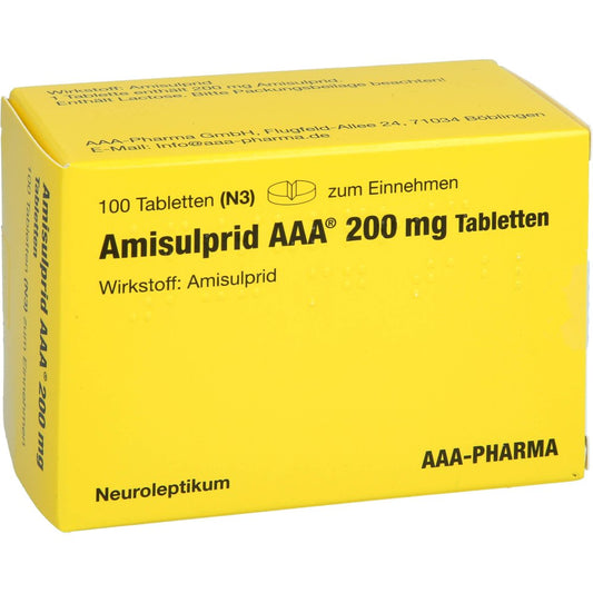Das Produktfoto zeigt Amisulprid Aaa-Pharma 200 Mg Tabletten (100 stk) PZN 01163023