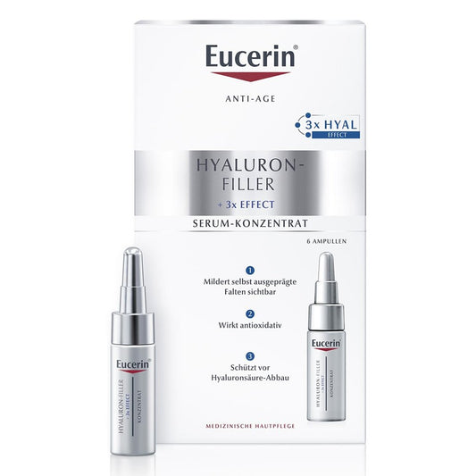 Das Produktfoto zeigt Eucerin Anti-Age Hyaluron-Filler Serum-Konz.Amp. (6X5 ml) PZN 01171175
