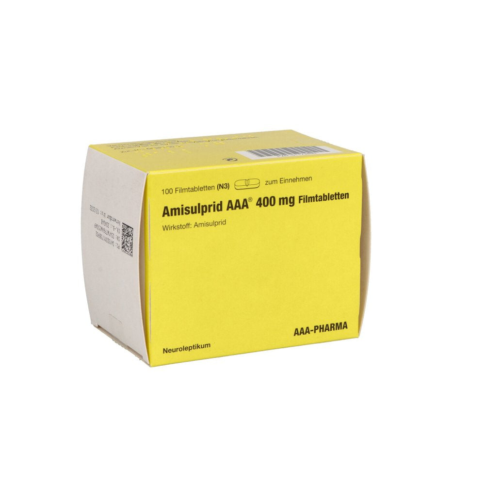 Das Produktfoto zeigt Amisulprid Aaa-Pharma 400 Mg Filmtabletten (100 stk) PZN 01173895