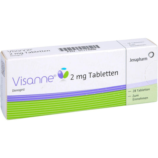Das Produktfoto zeigt Visanne 2 Mg Tabletten (1X28 stk) PZN 01174908