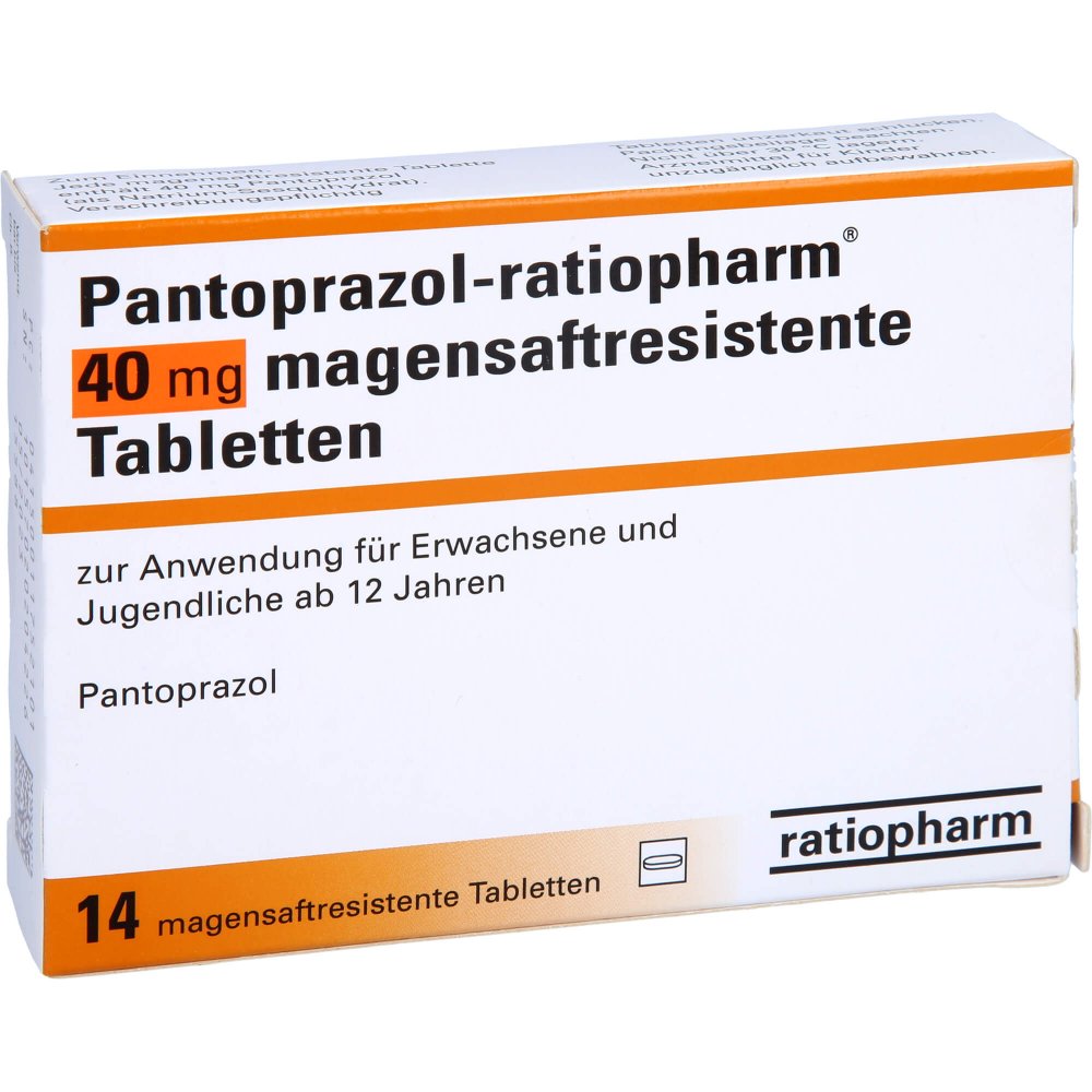 Das Produktfoto zeigt Pantoprazol-Ratiopharm 40 Mg Magensaftr.Tabletten (14 stk) PZN 01175210