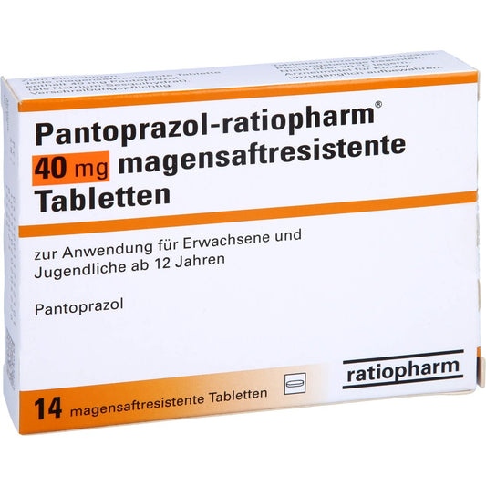 Das Produktfoto zeigt Pantoprazol-Ratiopharm 40 Mg Magensaftr.Tabletten (14 stk) PZN 01175210