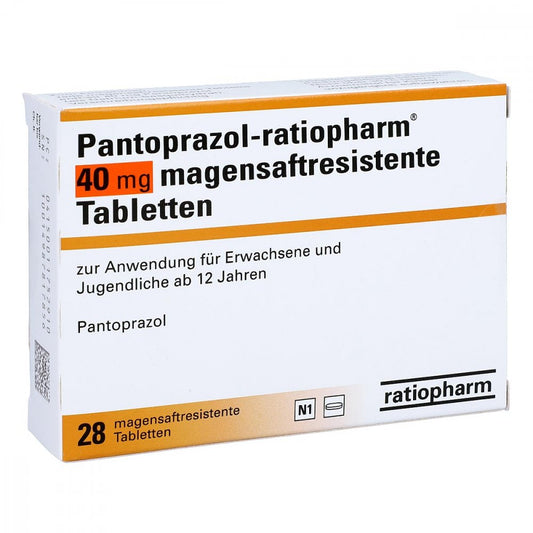Das Produktfoto zeigt Pantoprazol-Ratiopharm 40 Mg Magensaftr.Tabletten (28 stk) PZN 01175291