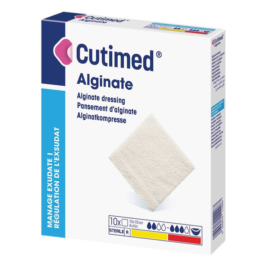 Das Produktfoto zeigt Cutimed Alginate Alginatkompressen 10x10 Cm (10 stk) PZN 01179082
