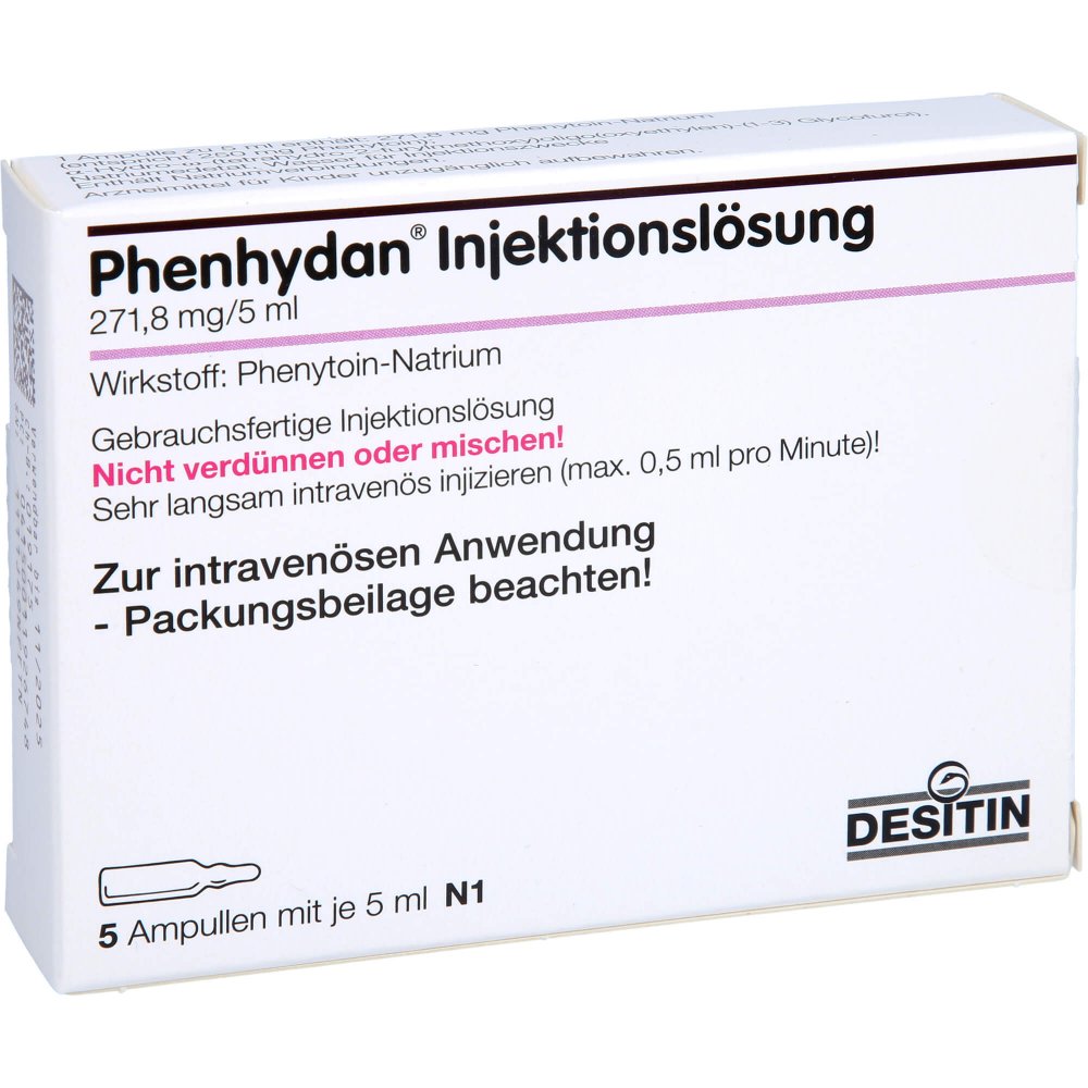 Das Produktfoto zeigt Phenhydan Injektionslösung (5X5 ml) PZN 01192674