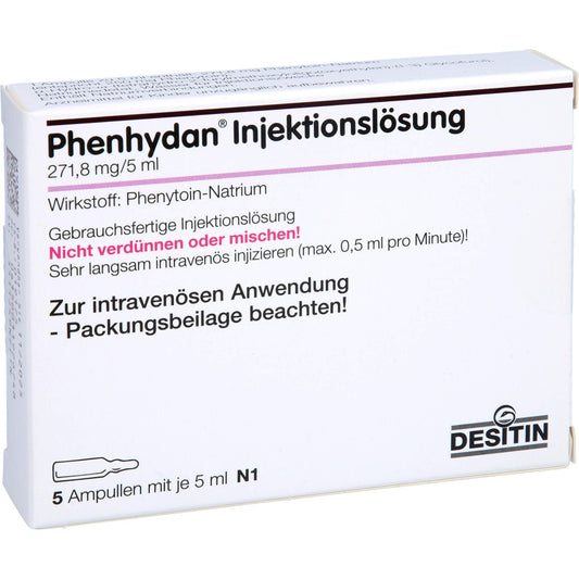 Das Produktfoto zeigt Phenhydan Injektionslösung (5X5 ml) PZN 01192674