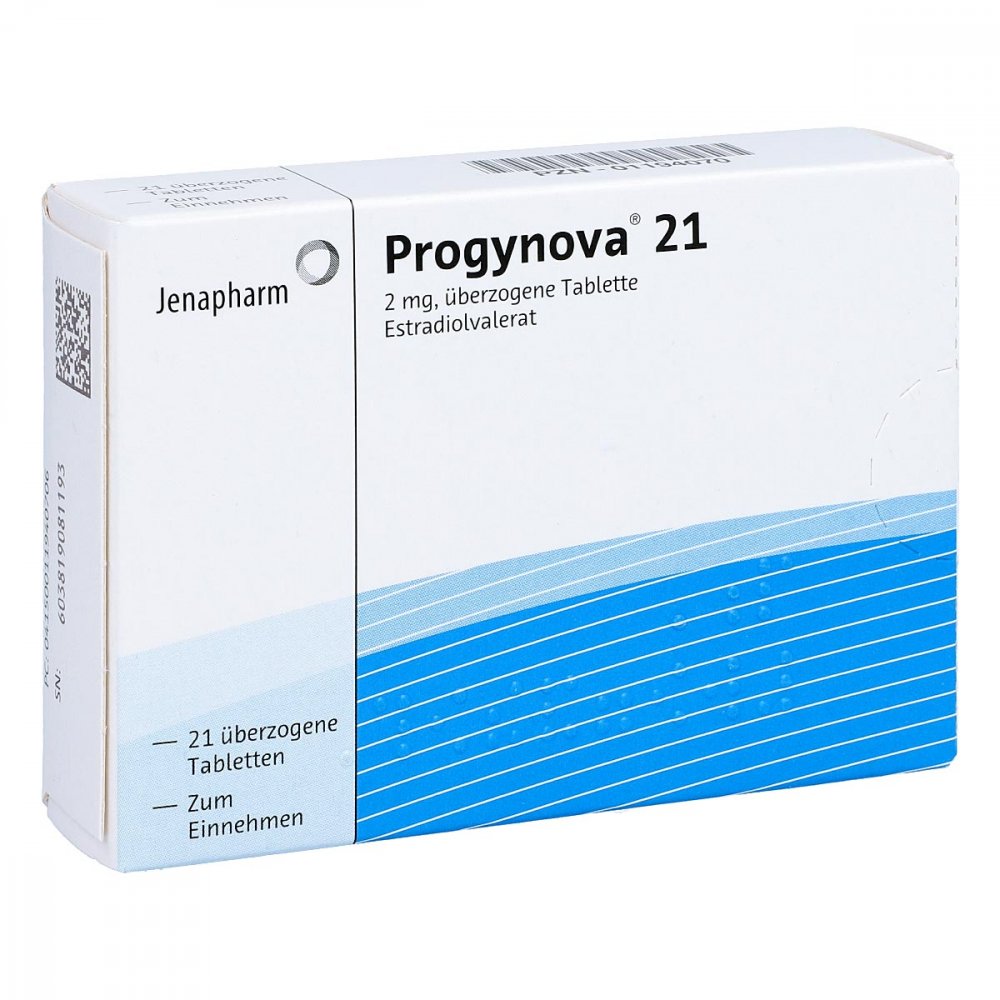 Das Produktfoto zeigt Progynova 21 Überzogene Tabletten (21 stk) PZN 01194070