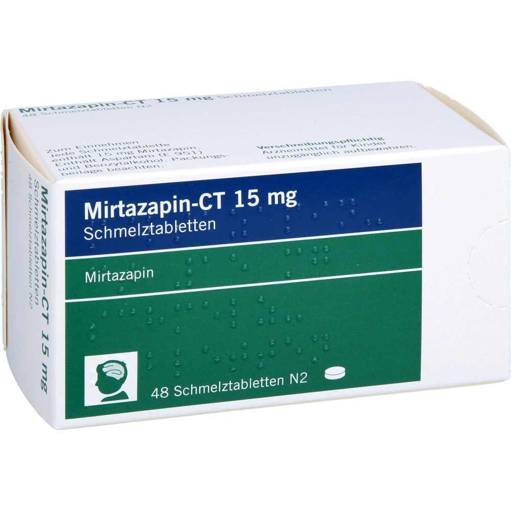 Das Produktfoto zeigt Mirtazapin-Ct 15 Mg Schmelztabletten (48 stk) PZN 01201947