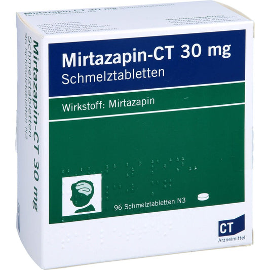 Das Produktfoto zeigt Mirtazapin-Ct 30 Mg Schmelztabletten (96 stk) PZN 01202361