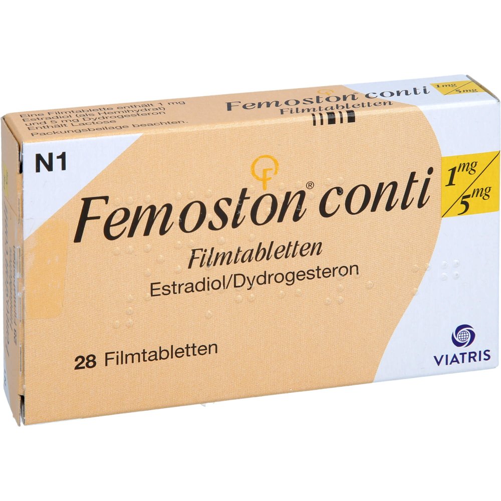 Das Produktfoto zeigt Femoston Conti 1 Mg/5 Mg Filmtabletten (28 stk) PZN 01214789