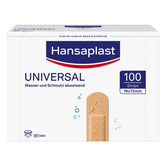 Das Produktfoto zeigt Hansaplast Universal Strips Waterres.19x72 Mm (100 stk) PZN 01215292