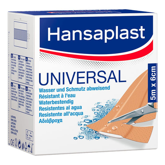 Das Produktfoto zeigt Hansaplast Universal Pfl.Waterres.6 Cmx5 M Rolle (1 stk) PZN 01215300