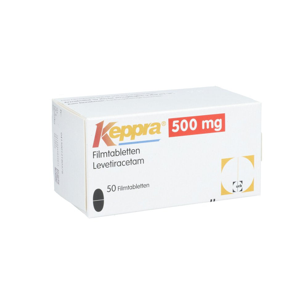 Das Produktfoto zeigt Keppra 500 Mg Filmtabletten (50 stk) PZN 01218037