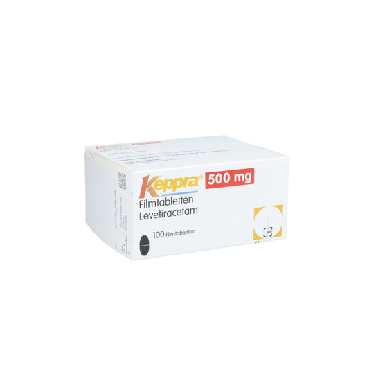 Das Produktfoto zeigt Keppra 500 Mg Filmtabletten (100 stk) PZN 01218043
