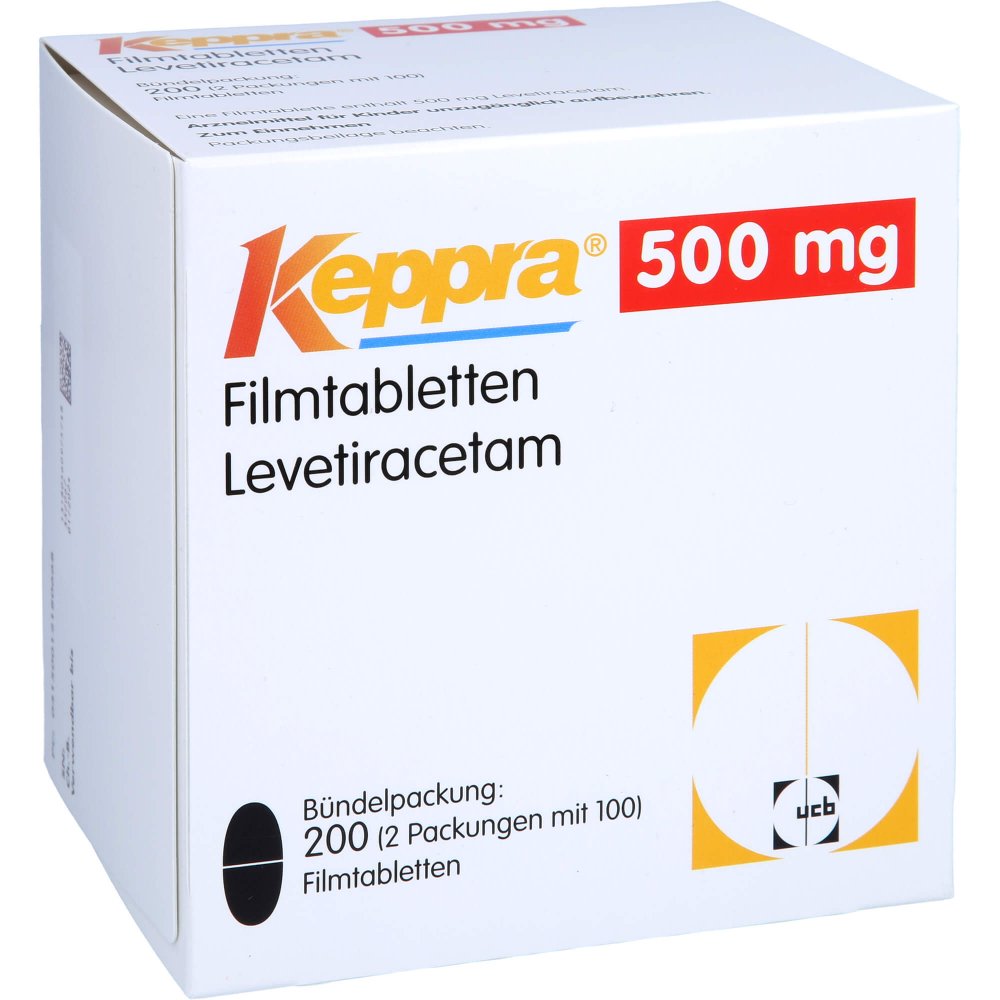 Das Produktfoto zeigt Keppra 500 Mg Filmtabletten (200 stk) PZN 01218066
