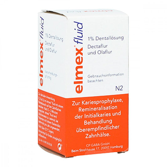 Das Produktfoto zeigt Elmex Fluid M.Aminfluorid (50 ml) PZN 01227935