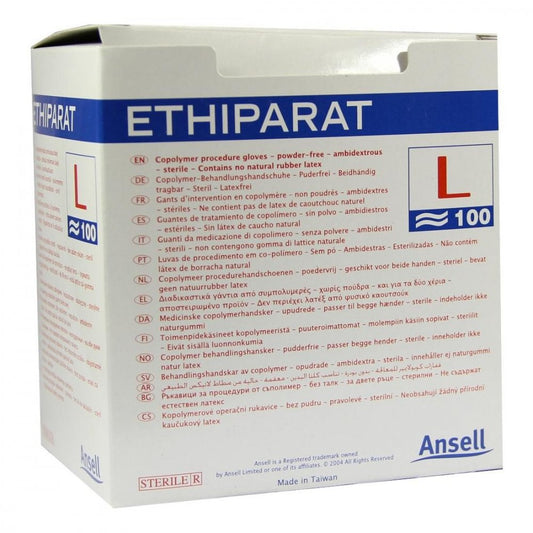 Das Produktfoto zeigt Ethiparat Untersuch.Handsch.Ster.Groß M3365 (100 stk) PZN 01230943