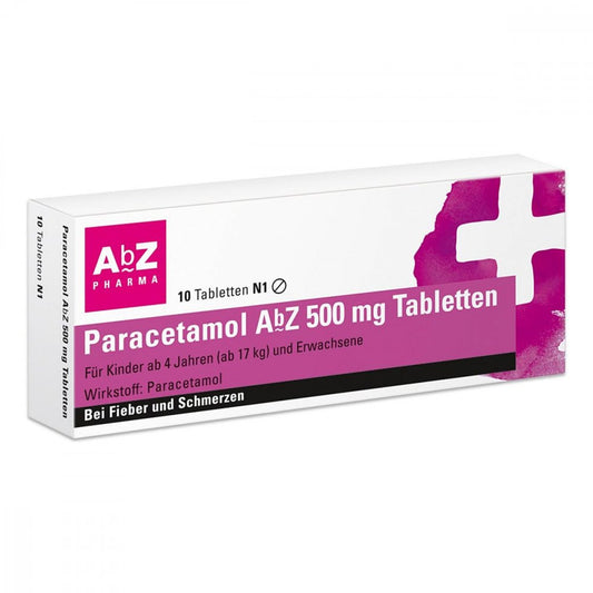 Das Produktfoto zeigt Paracetamol Abz 500 Mg Tabletten (10 stk) PZN 01234473
