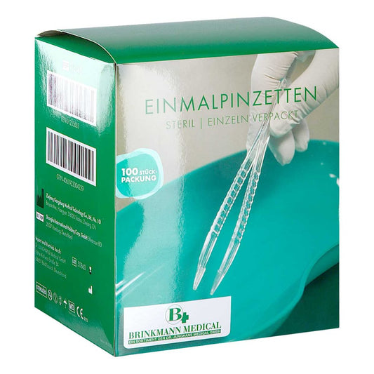 Das Produktfoto zeigt Pinzette Einmal Steril (100 stk) PZN 01235633