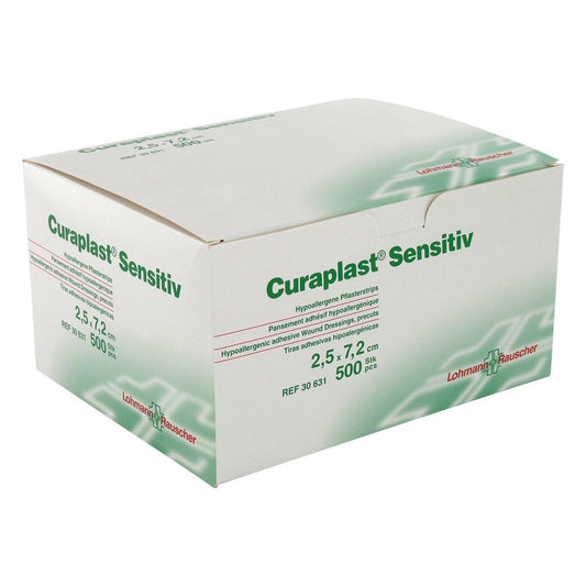 Das Produktfoto zeigt Curaplast Strips Sensitiv 25x72 Mm (500 stk) PZN 01240427