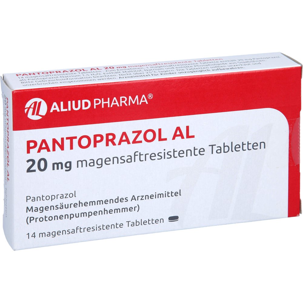 Das Produktfoto zeigt Pantoprazol Al 20 Mg Magensaftresistente Tabletten (14 stk) PZN 01249150