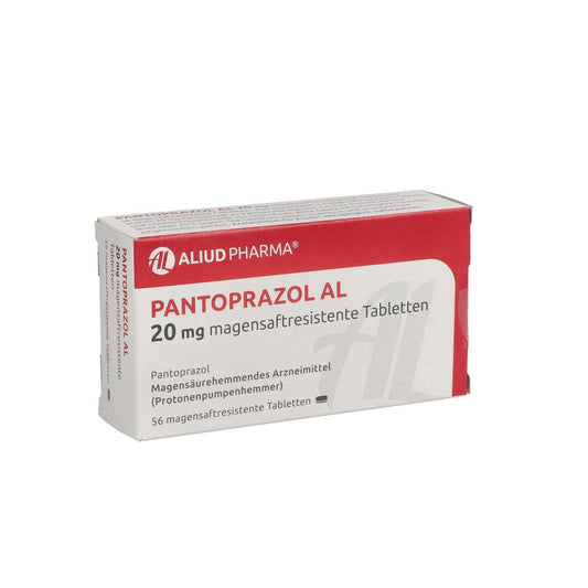 Das Produktfoto zeigt Pantoprazol Al 20 Mg Magensaftresistente Tabletten (56 stk) PZN 01249173