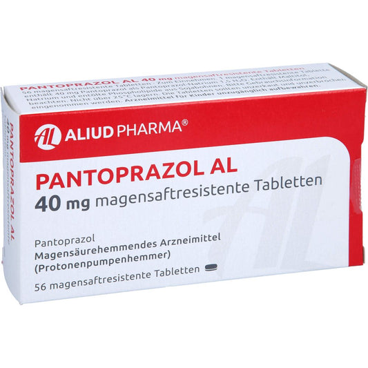 Das Produktfoto zeigt Pantoprazol Al 40 Mg Magensaftresistente Tabletten (56 stk) PZN 01249227