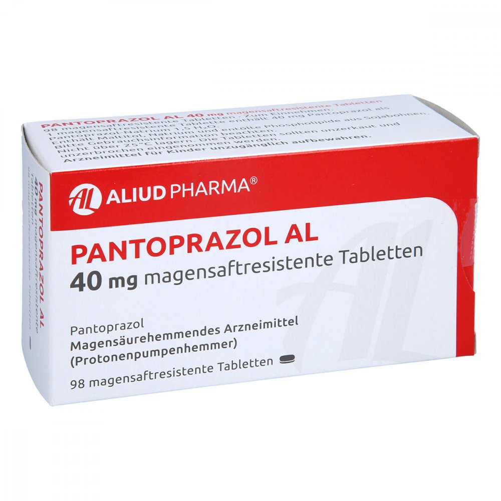 Das Produktfoto zeigt Pantoprazol Al 40 Mg Magensaftresistente Tabletten (98 stk) PZN 01249233