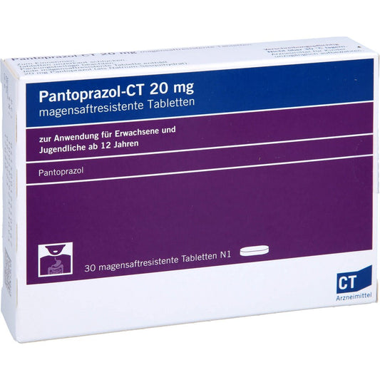 Das Produktfoto zeigt Pantoprazol-Ct 20 Mg Magensaftresistente Tabletten (30 stk) PZN 01264066