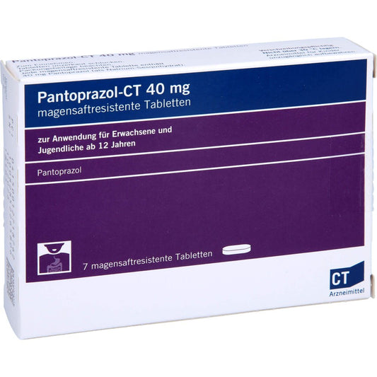 Das Produktfoto zeigt Pantoprazol-Ct 40 Mg Magensaftresistente Tabletten (7 stk) PZN 01271876