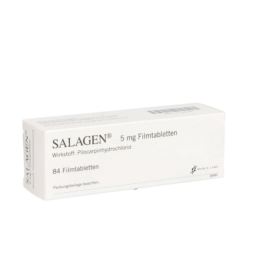Das Produktfoto zeigt Salagen 5 Mg Filmtabletten (84 stk) PZN 01276046