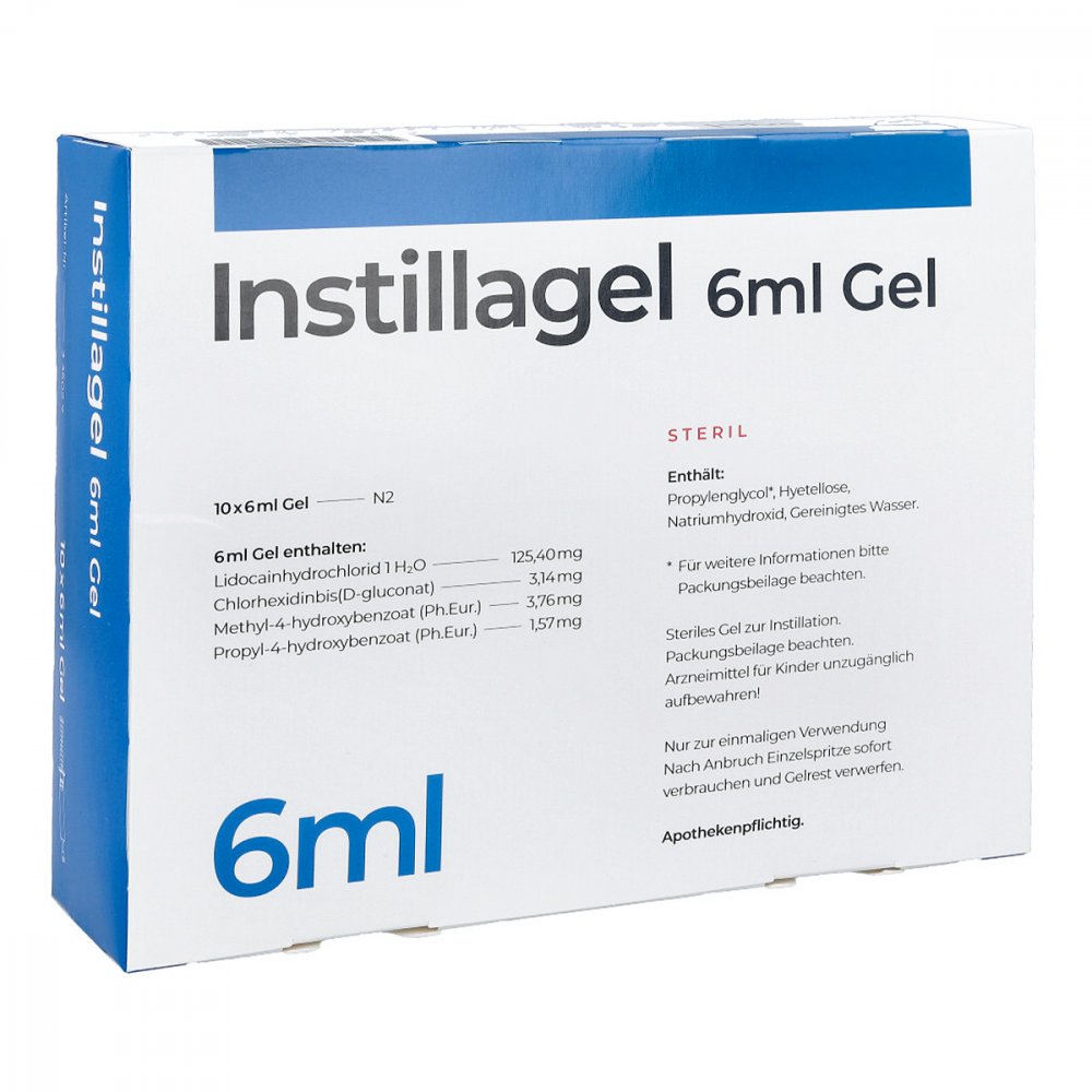 Das Produktfoto zeigt Instillagel (10X6 ml) PZN 01278329