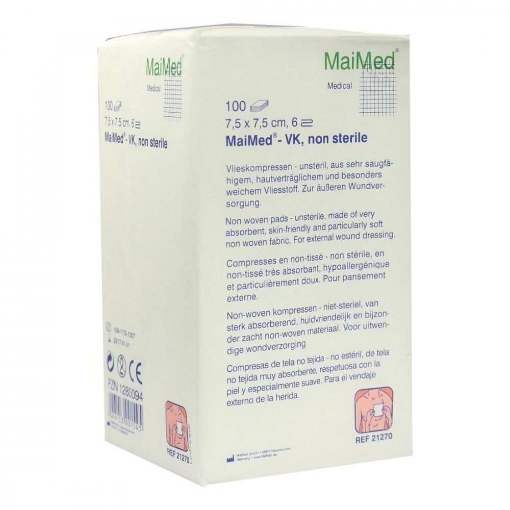 Vlieskompressen Unsteril 7,5x7,5 Cm 6fach (100 stk)