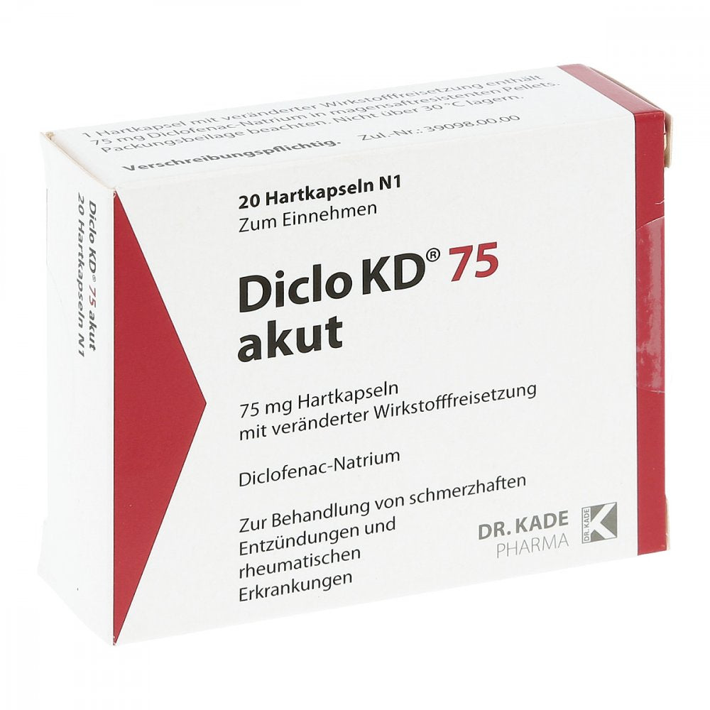 Das Produktfoto zeigt Diclo Kd 75 Akut Hartkaps.M.Msr.Überz.Pellets (20 stk) PZN 01296221