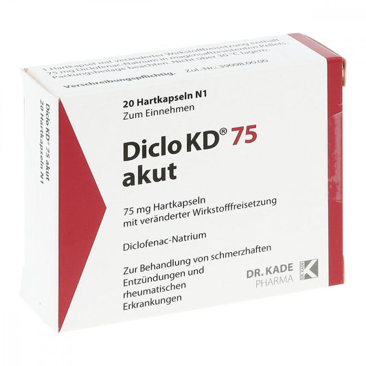 Das Produktfoto zeigt Diclo Kd 75 Akut Hartkaps.M.Msr.Überz.Pellets (20 stk) PZN 01296221