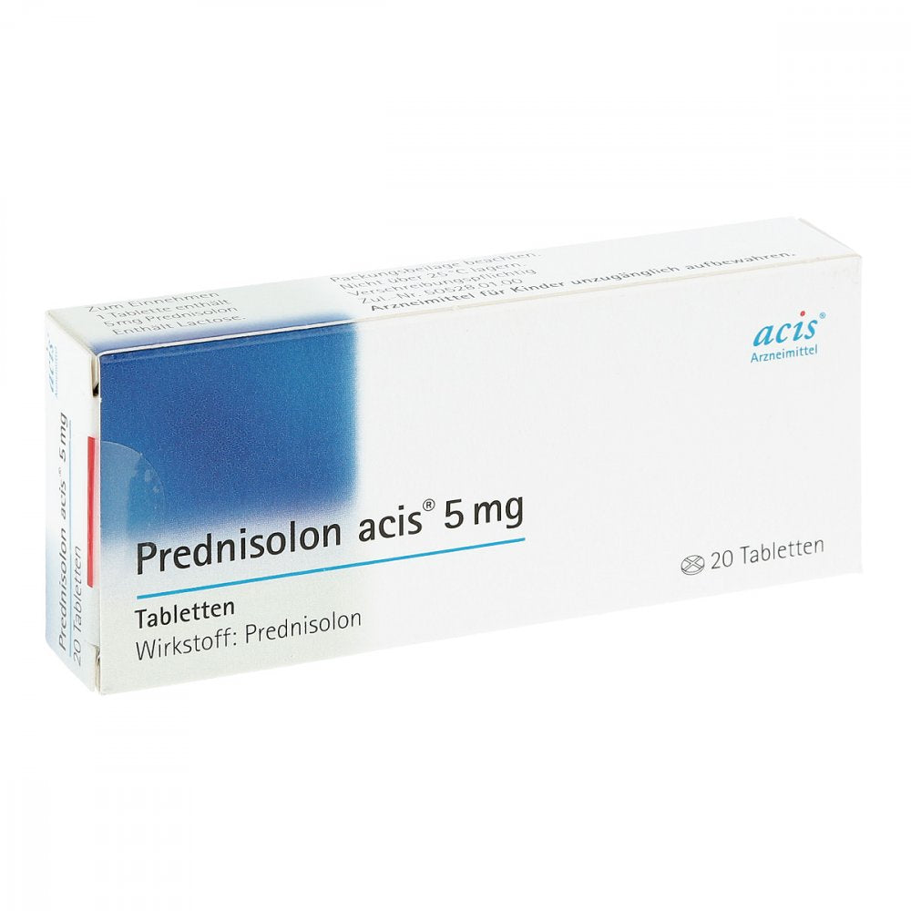 Das Produktfoto zeigt Prednisolon Acis 5 Mg Tabletten (20 stk) PZN 01300402