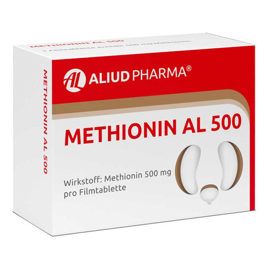 Das Produktfoto zeigt Methionin Al 500 Filmtabletten (50 stk) PZN 01300721