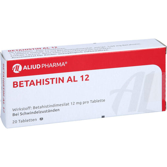 Das Produktfoto zeigt Betahistin Al 12 Tabletten (20 stk) PZN 01309113