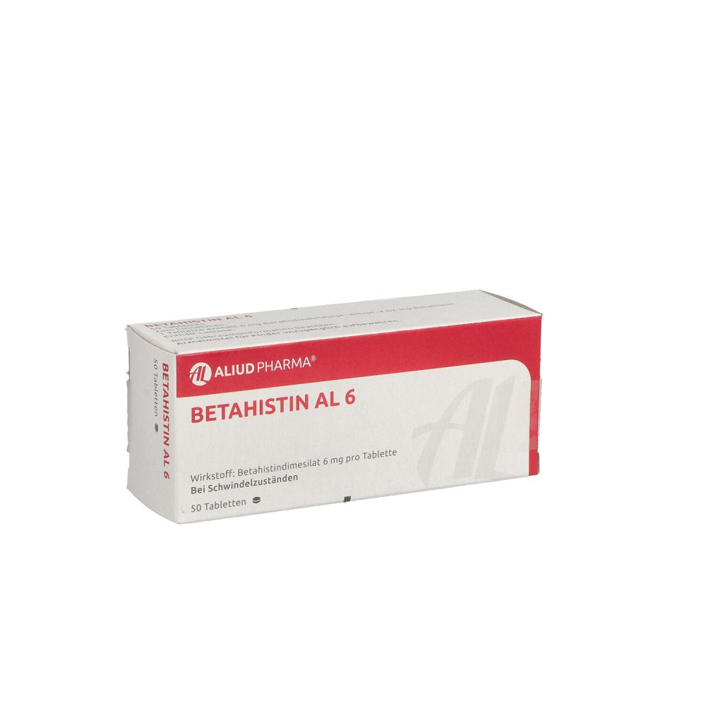 Das Produktfoto zeigt Betahistin Al 6 Tabletten (50 stk) PZN 01309159