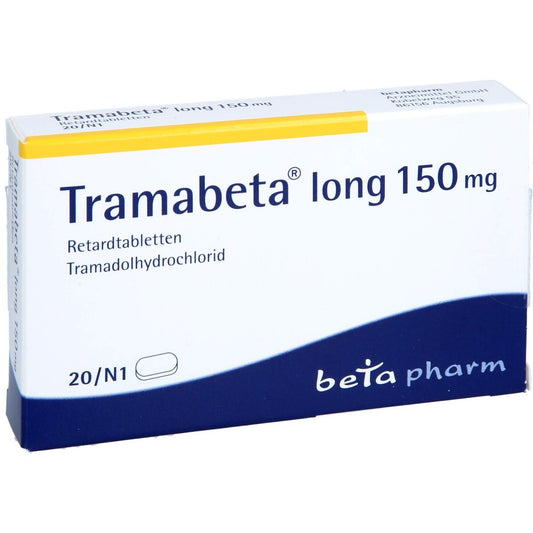 Das Produktfoto zeigt Tramabeta Long 150 Mg Retardtabletten (20 stk) PZN 01313480