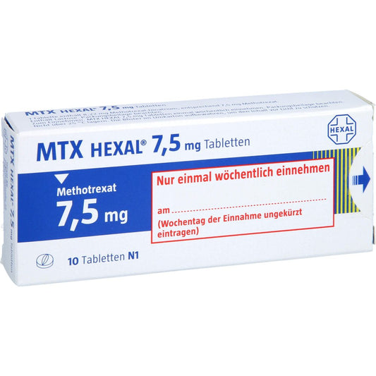 Das Produktfoto zeigt Mtx Hexal 7,5 Mg Tabletten (10 stk) PZN 01315421