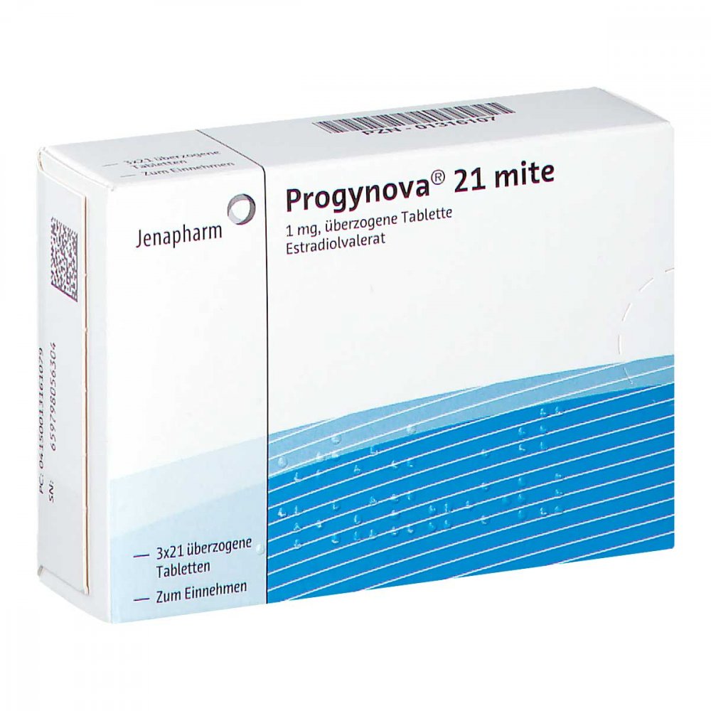 Das Produktfoto zeigt Progynova 21 Mite Überzogene Tabletten (3X21 stk) PZN 01316107