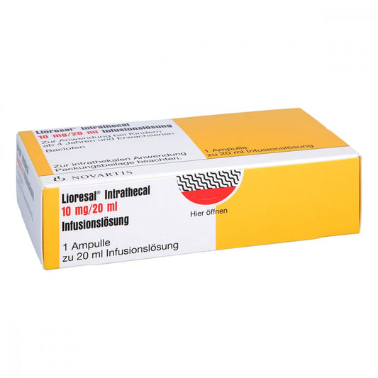 Das Produktfoto zeigt Lioresal Intrathecal 10 Mg Infusionslösung Amp. (20 ml) PZN 01321893