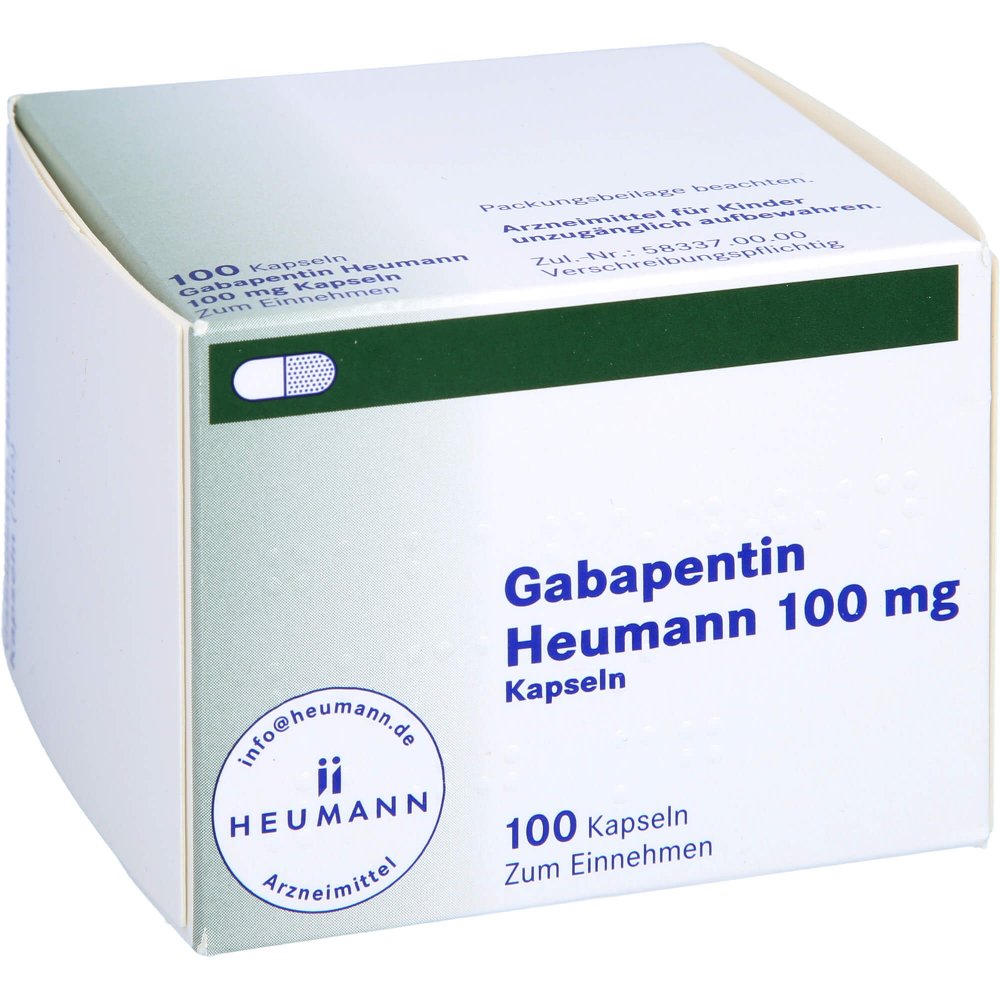 Das Produktfoto zeigt Gabapentin Heumann 100 Mg Hartkapseln (100 stk) PZN 01325922