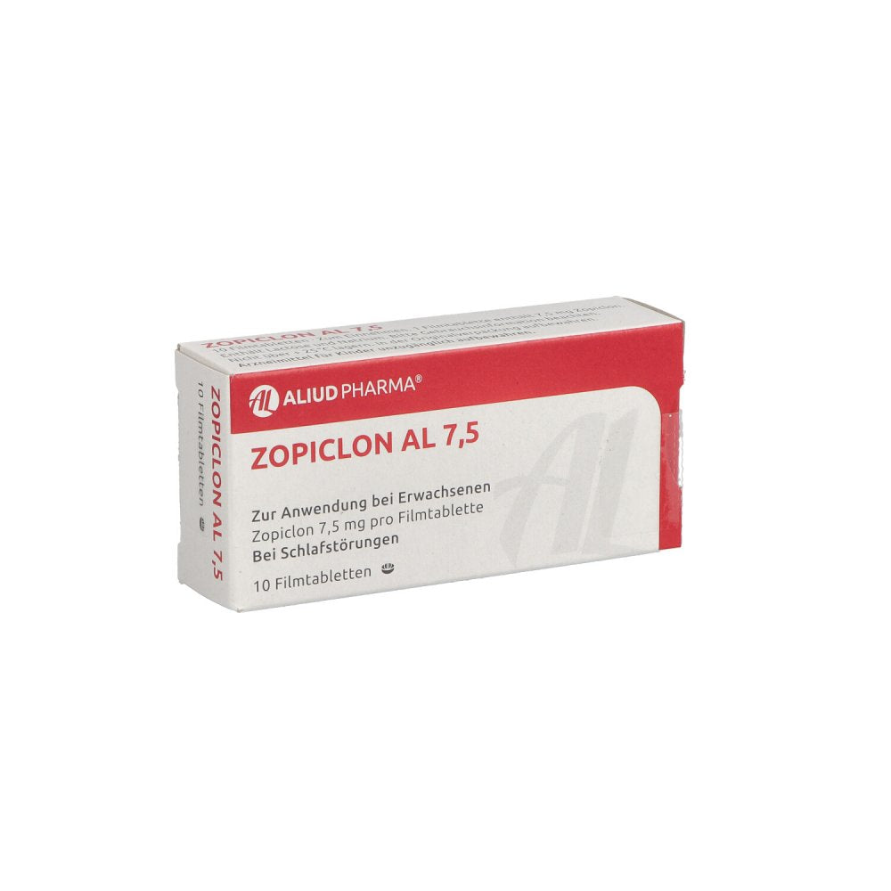 Das Produktfoto zeigt Zopiclon Al 7,5 Filmtabletten (10 stk) PZN 01332508