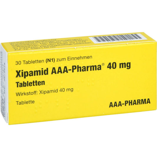 Das Produktfoto zeigt Xipamid 40 Mg Aaa-Pharma Tabletten (30 stk) PZN 01339367