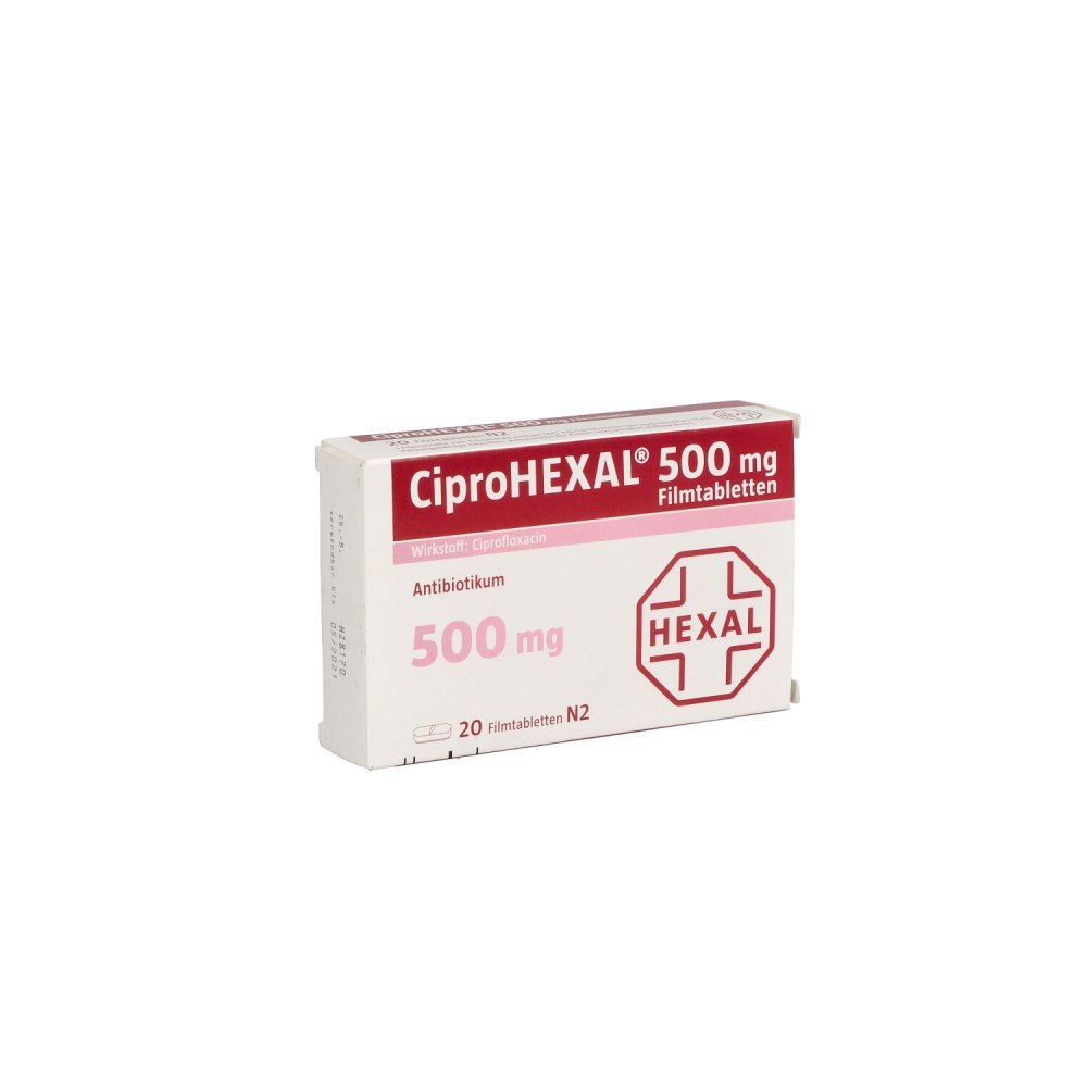 Das Produktfoto zeigt Ciprohexal 500 Mg Filmtabletten (20 stk) PZN 01345830