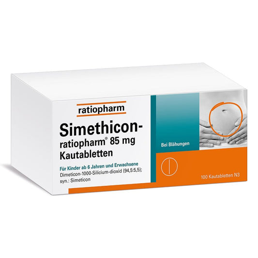 Das Produktfoto zeigt Simethicon-Ratiopharm 85 Mg Kautabletten (100 stk) PZN 01364804